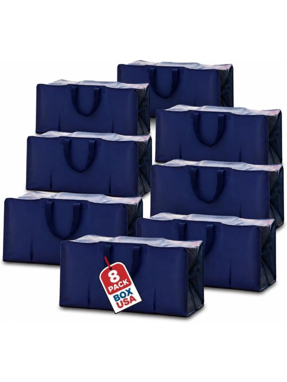 8-Pack XL Moving Bags with Strong Handles & Zippers - Durable Storage Solution